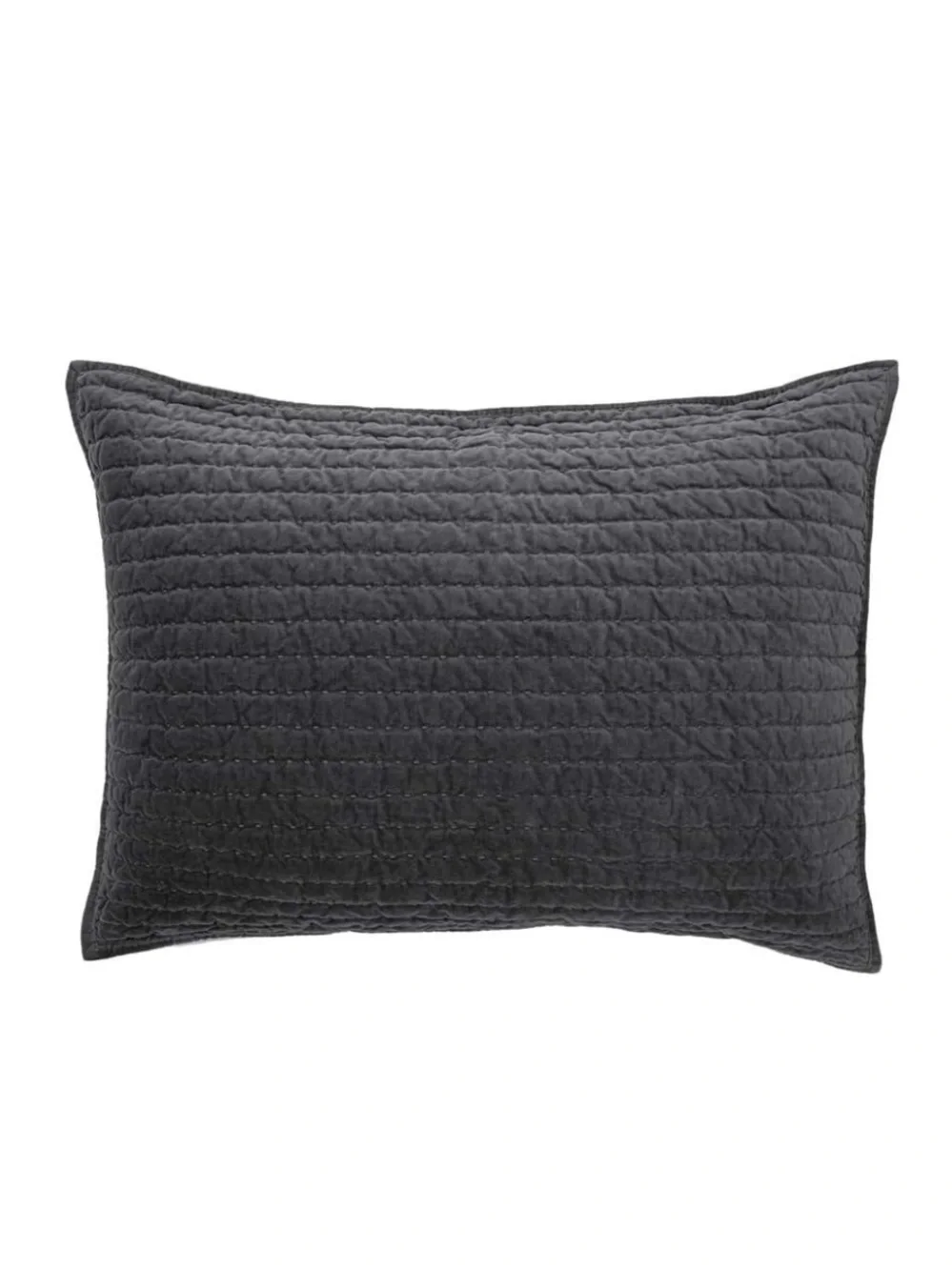 Bed Pillow Sham Royal Cotton Velvet Pic-Stitch Standard 20x26” Gray (1 piece)